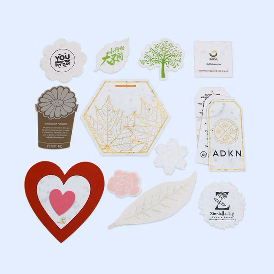 Werbeartikel aus pflanzbarem Saatpapier in Kundengröße, Öko-Samenpapierkarte aus Papier