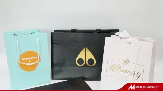 Individuell bedruckte Schmuck-Einkaufspapier-Geschenktüte, luxuriöse Geschenkpapiertüte mit Logo-Bronze