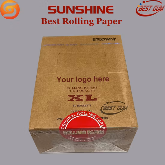 OEM Superking Größe 12,5 g/m², ungebleichtes braunes Zigarettenpapier, Fabrik